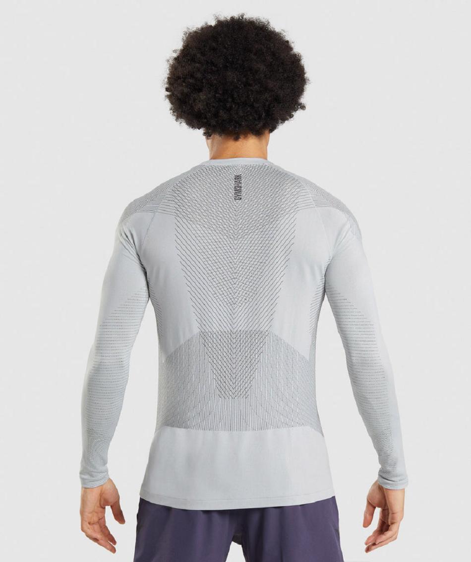 Gymshark Apex Seamless Muške Dugi Rukav Svijetlo Sive Crne Sive | HR 2640WNB